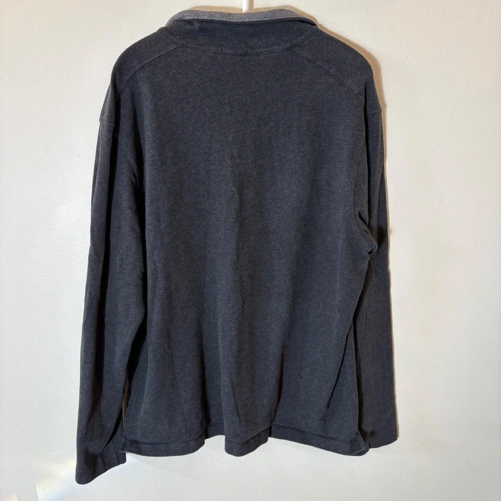 J. Crew Charcoal Gray 100% Cotton Quarter Zip Pullover Sweatshirt Size Large‎